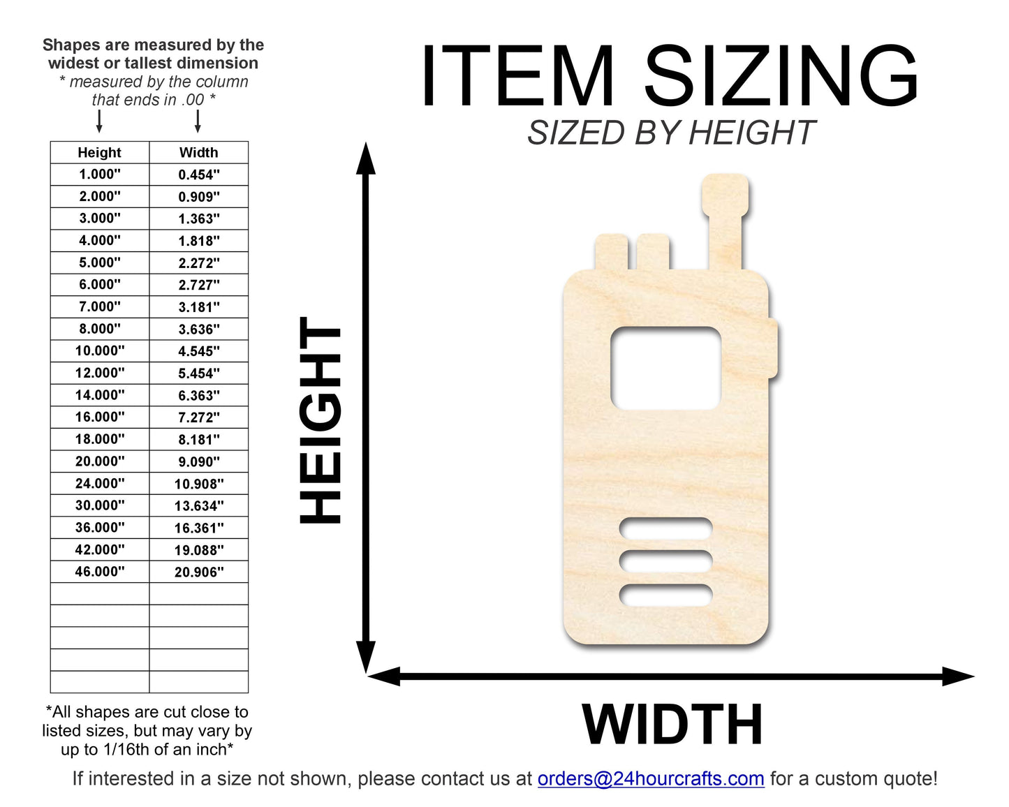 Unfinished Wood Walkie Talkie Shape | Craft Cutout | up to 46" DIY