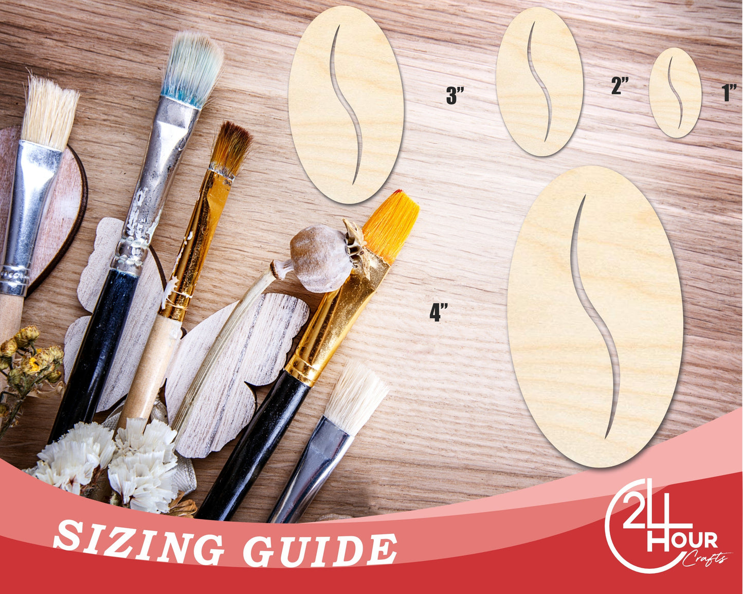 Unfinished Coffee Bean Shape | Craft Cutout | up to 46" DIY