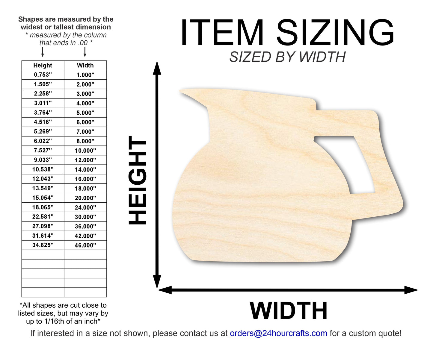 Unfinished Coffee Pot Shape | Craft Cutout | up to 46" DIY