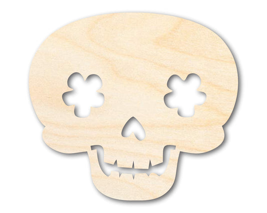 Unfinished Wood Flower Skull Shape | DIY Day of the Dead Craft Cutout | up to 46" DIY