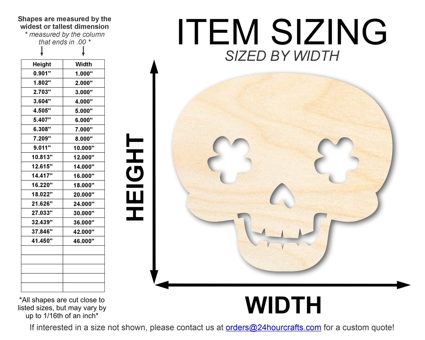 Unfinished Wood Flower Skull Shape | DIY Day of the Dead Craft Cutout | up to 46" DIY