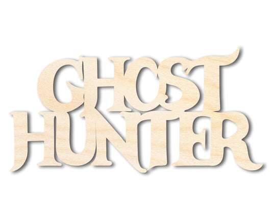 Unfinished Wood Ghost Hunter Shape | Craft Word Cutout | up to 46" DIY