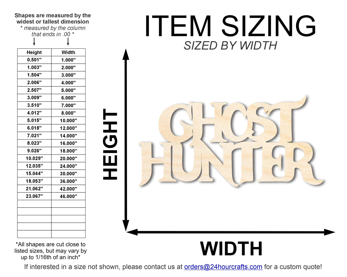 Unfinished Wood Ghost Hunter Shape | Craft Word Cutout | up to 46" DIY