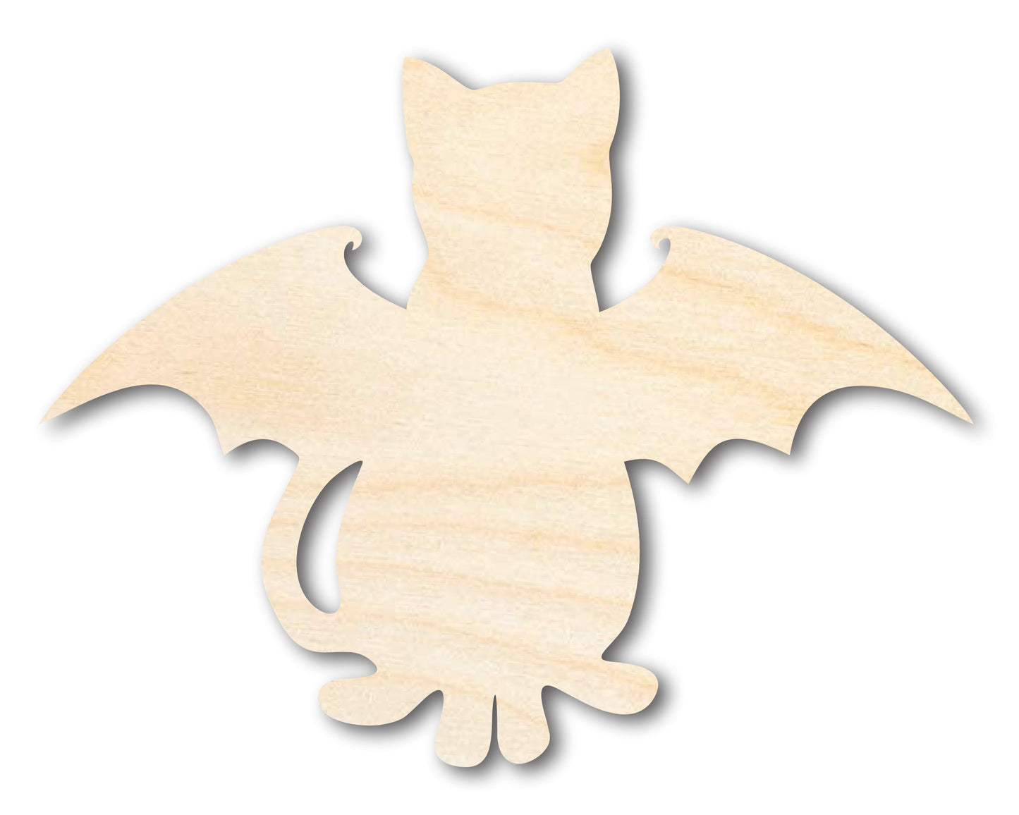 Unfinished Wood Bat Cat Shape | DIY Halloween Cat Craft Cutout | up to 46" DIY