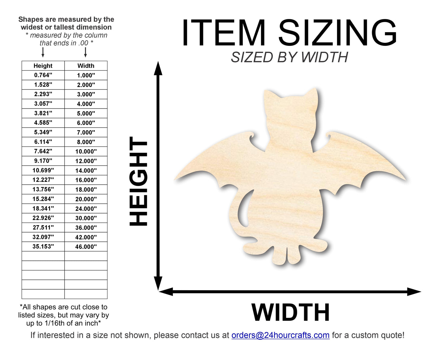 Unfinished Wood Bat Cat Shape | DIY Halloween Cat Craft Cutout | up to 46" DIY