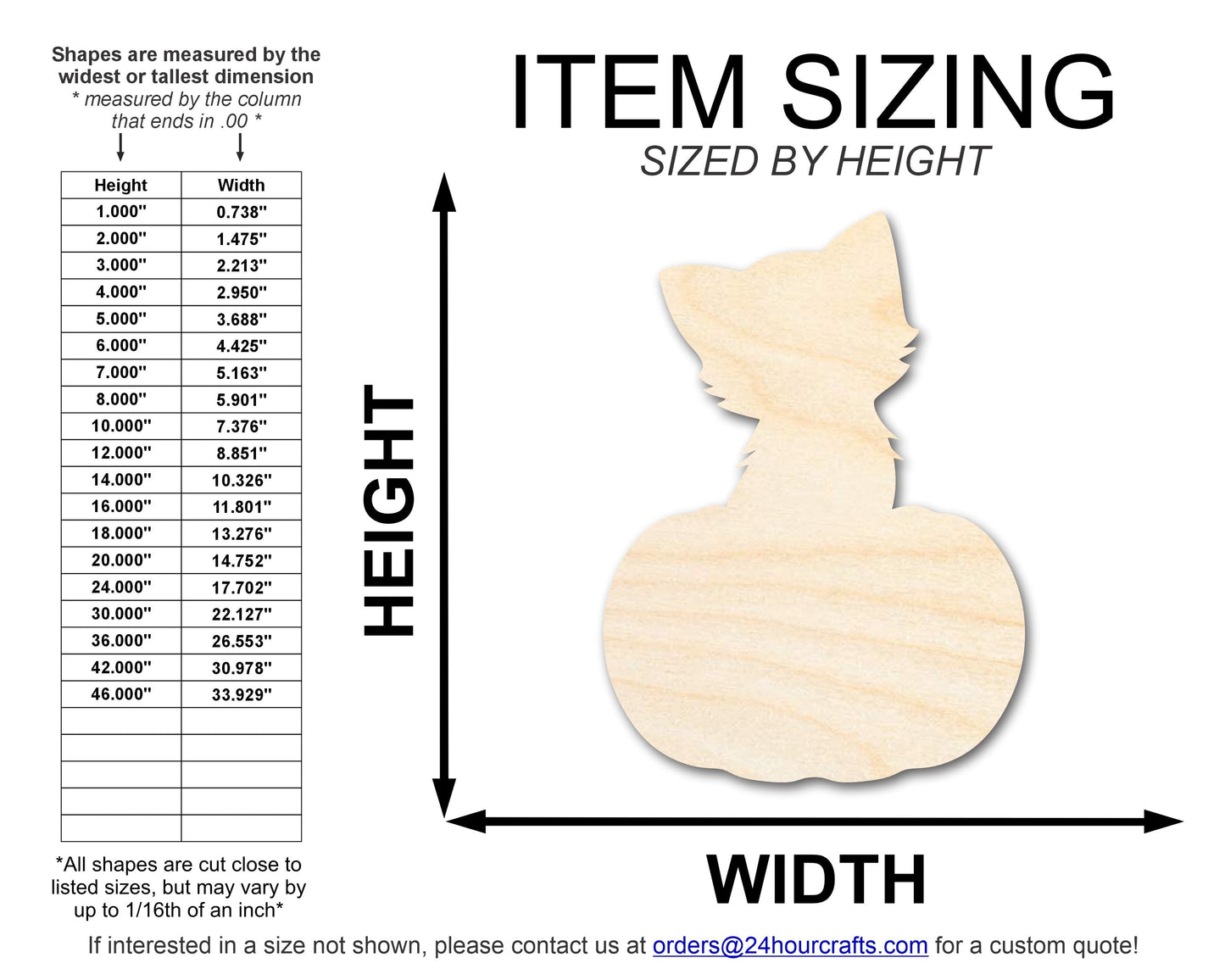 Unfinished Wood Cat on Pumpkin Shape | DIY Fall Cat Craft Cutout | up to 46" DIY