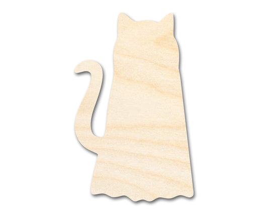Unfinished Wood Ghost Cat Shape | DIY Halloween Cat Craft Cutout | up to 46" DIY