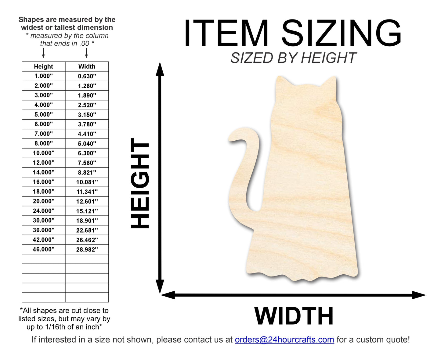 Unfinished Wood Ghost Cat Shape | DIY Halloween Cat Craft Cutout | up to 46" DIY