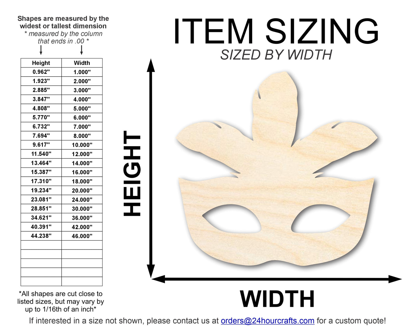 Unfinished Wood Feather Mask Silhouette | Mardi Gras | DIY Craft Cutout | up to 46" DIY