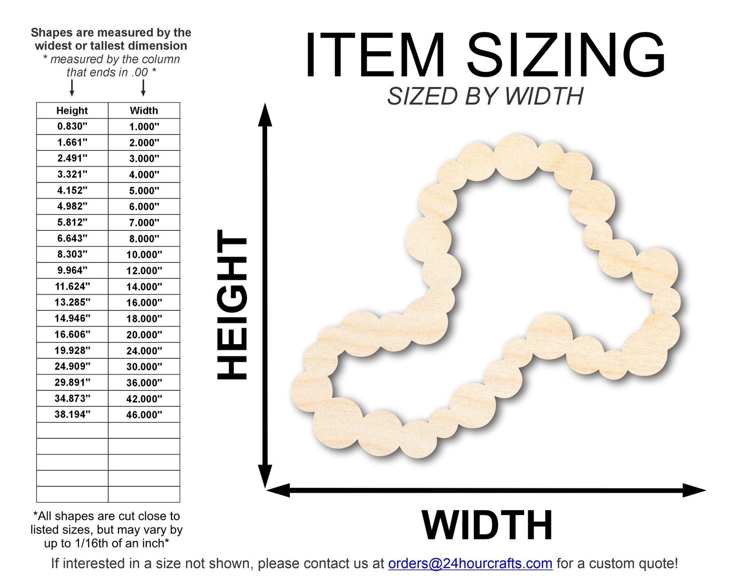 Unfinished Wood Bead Necklace Shape | Mardi Gras | DIY Craft Cutout | up to 46" DIY