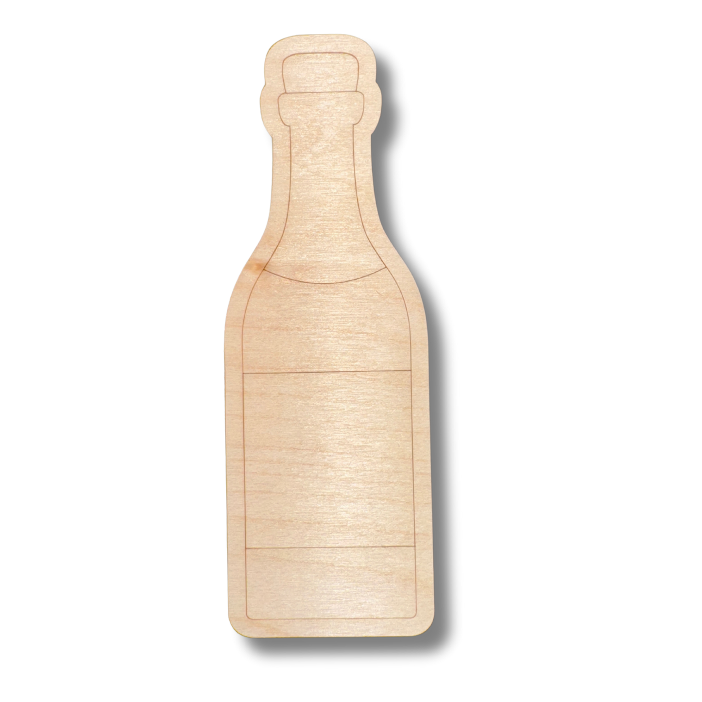 Unfinished Wood Etched Champagne Bottle Shape | Paint By Line Crafts | up to 30" DIY