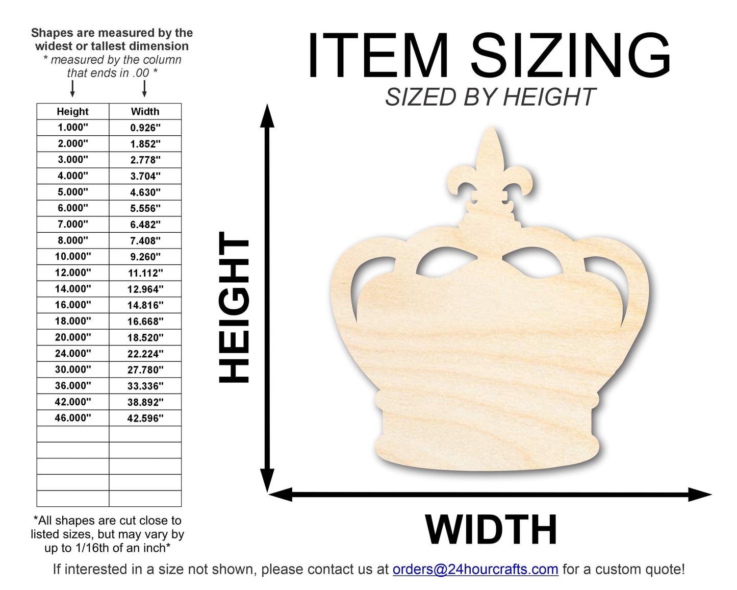 Unfinished Wood King Crown Shape | Mardi Gras | DIY Craft Cutout | up to 46" DIY