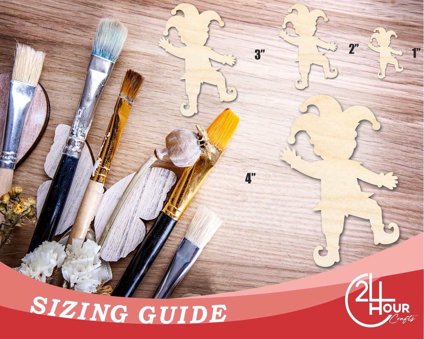 Unfinished Wood Dancing Jester Silhouette | Mardi Gras | DIY Craft Cutout | up to 46" DIY