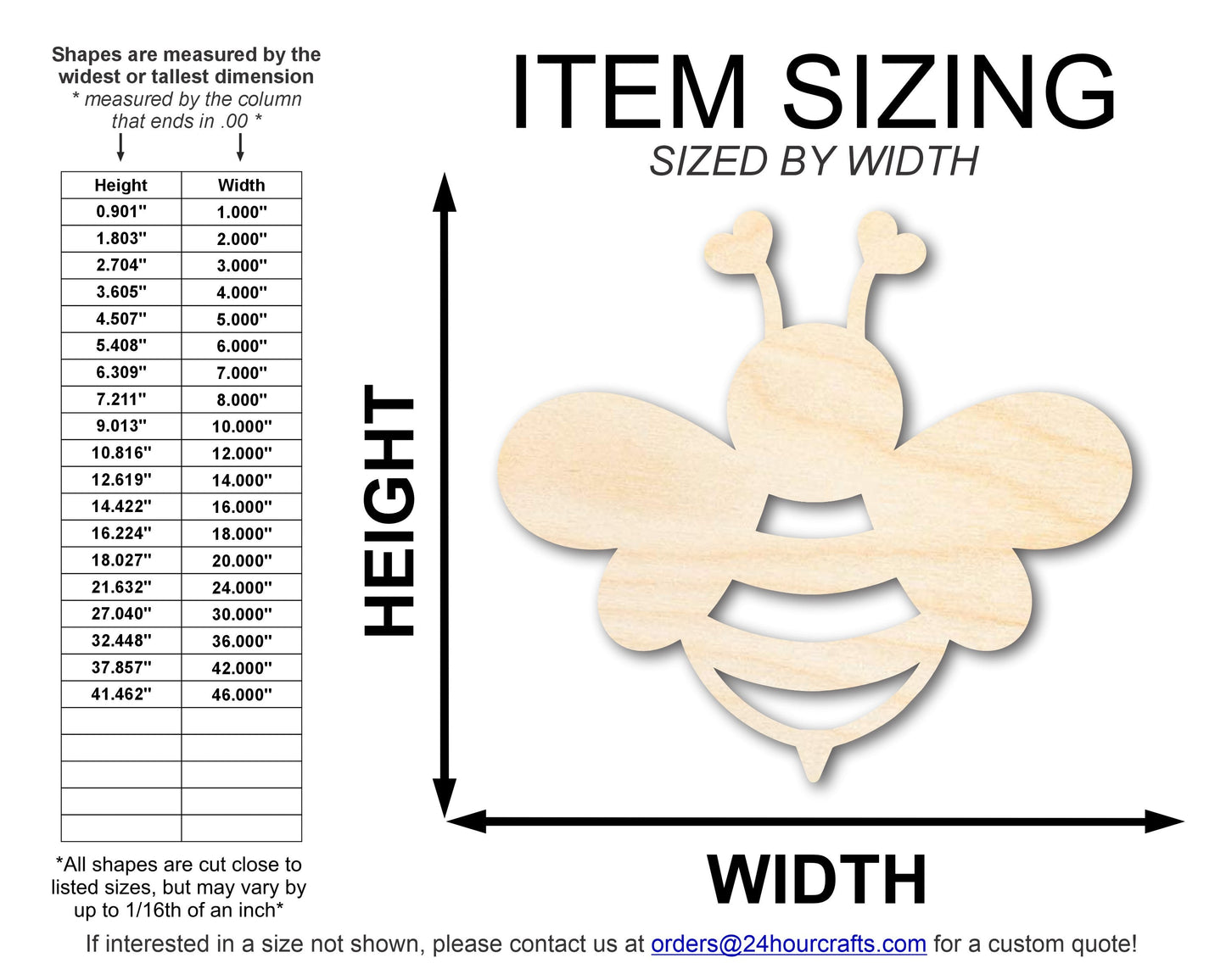 Unfinished Heart Bee Shape | DIY Craft Cutout | up to 46" DIY