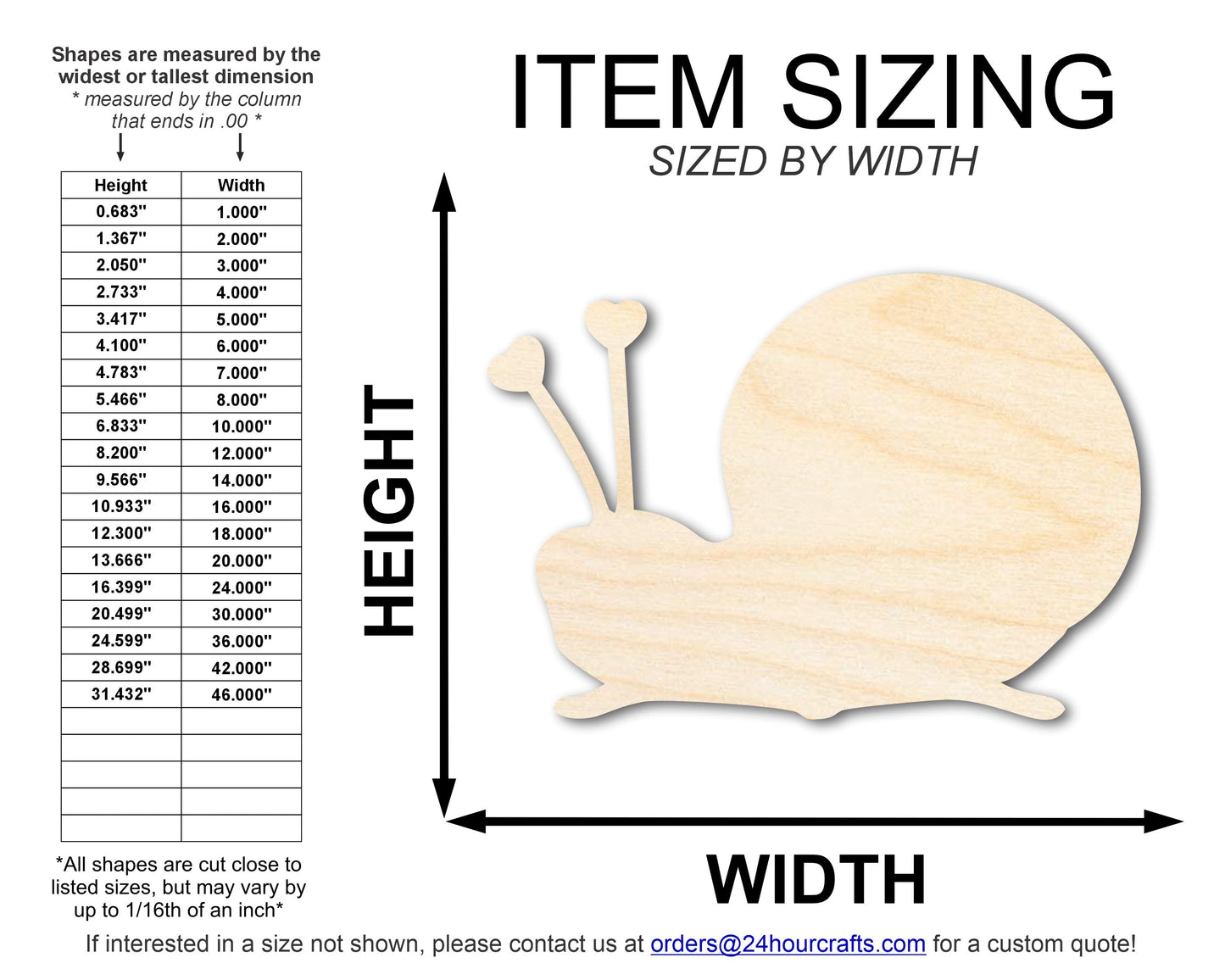 Unfinished Heart Snail Shape | DIY Craft Cutout | up to 46" DIY