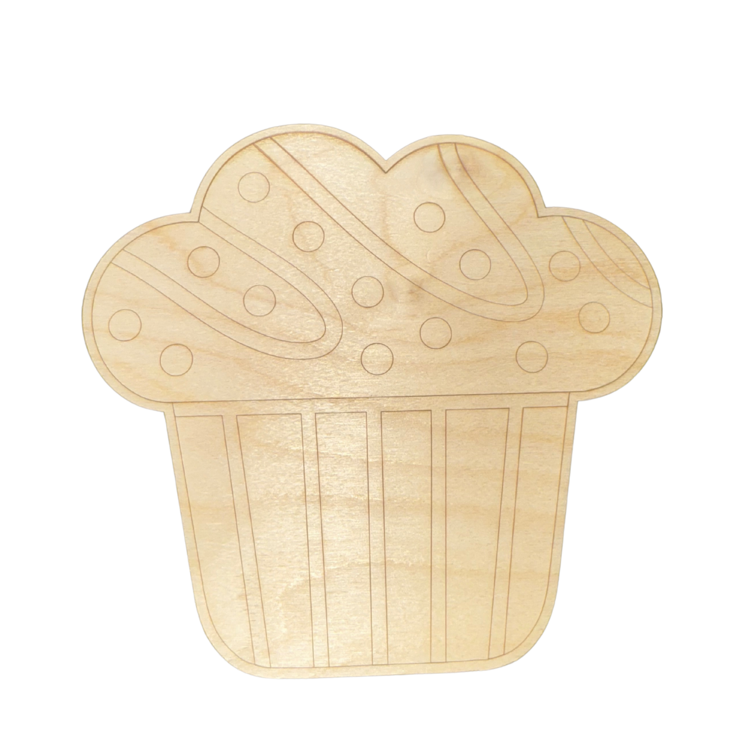 Unfinished Wood Etched Muffin Shape | Paint By Line Crafts | up to 30" DIY