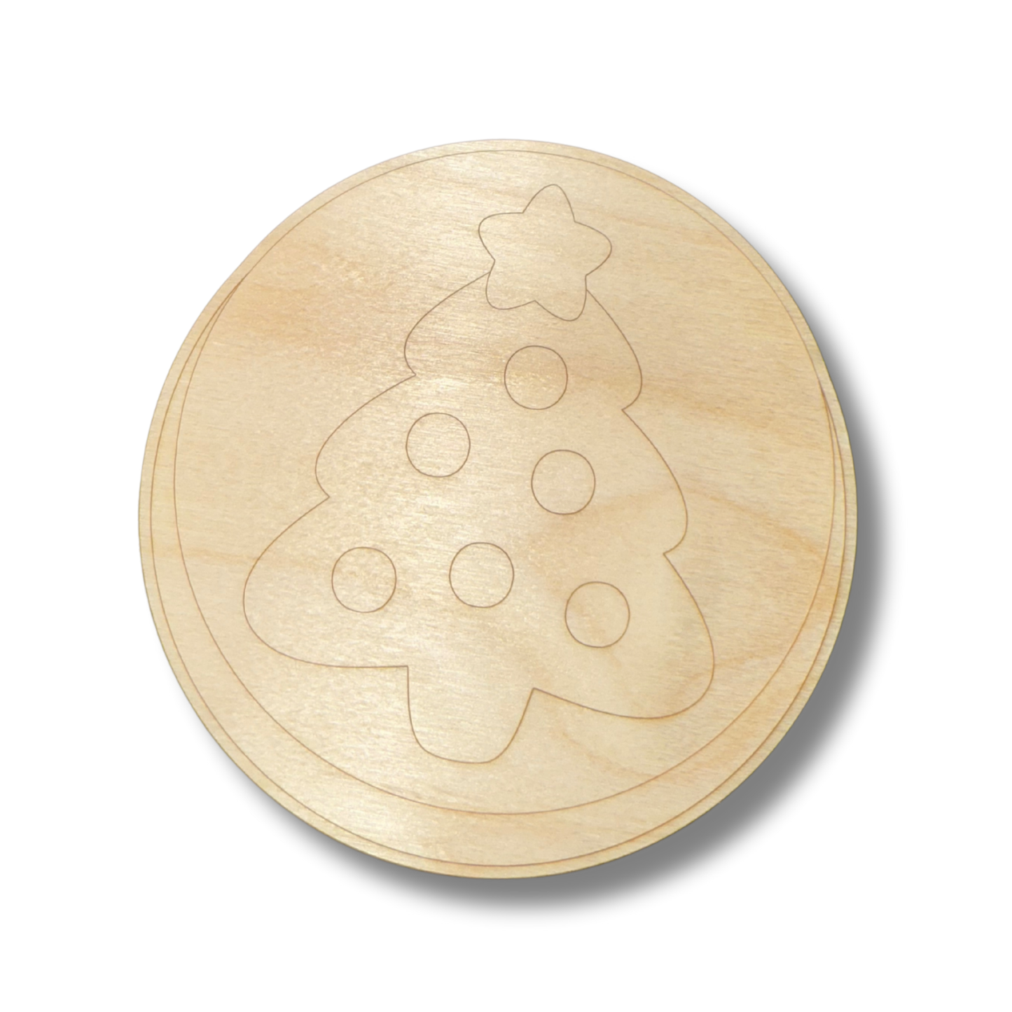 Unfinished Wood Etched Christmas Tree Cookie Shape | Paint By Line Crafts | up to 30" DIY