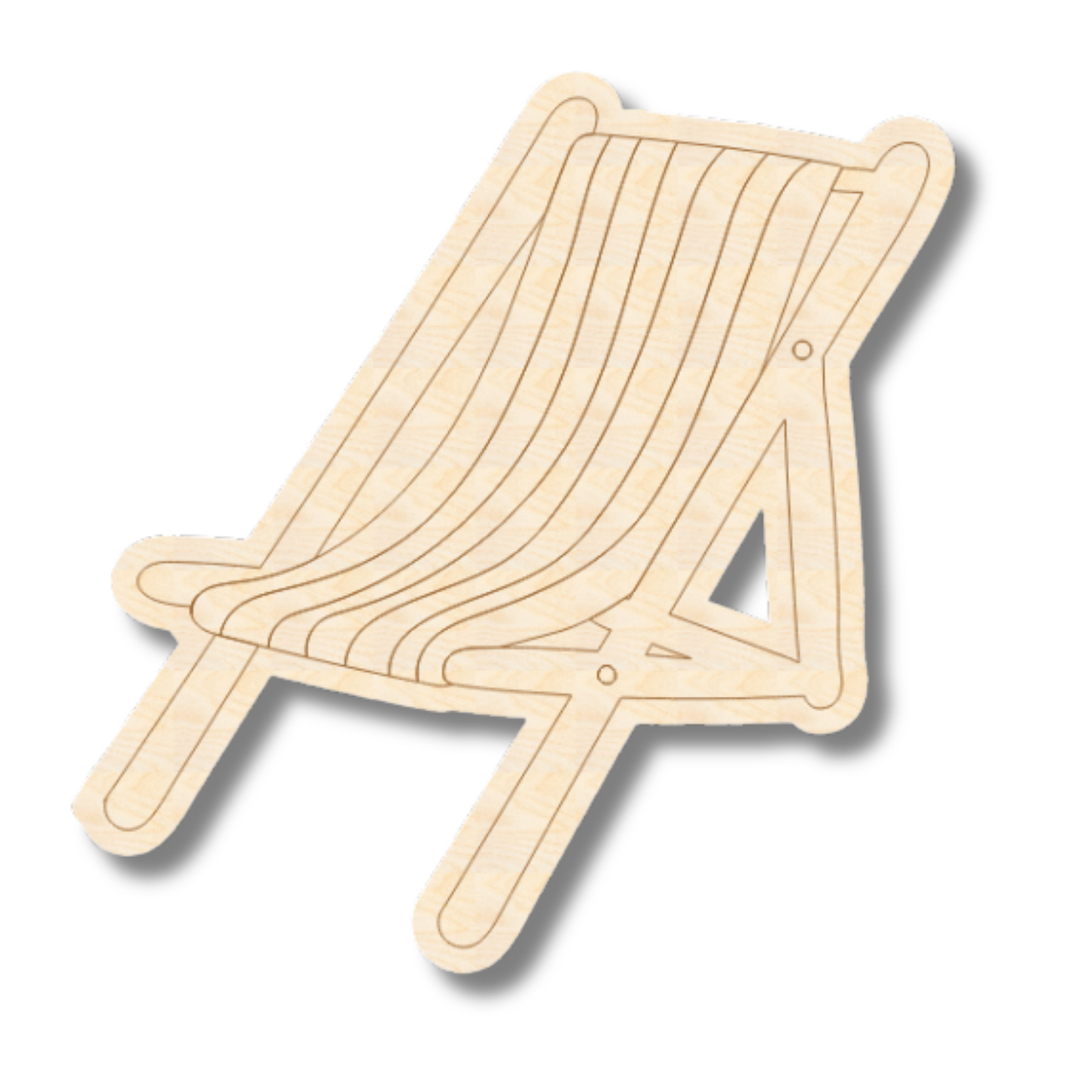 Unfinished Wood Etched Beach Chair Shape | Paint By Line Crafts | up to 30" DIY
