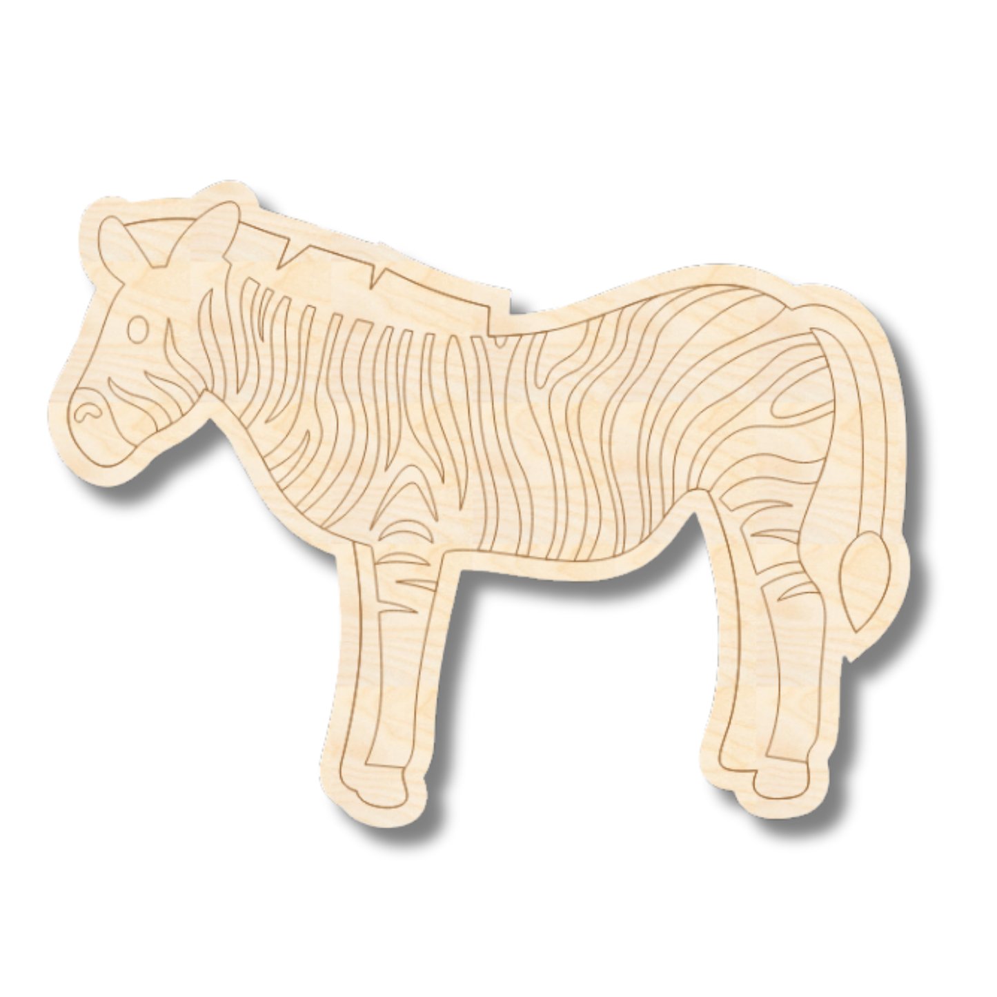 Unfinished Wood Etched Zebra Shape | Paint By Line Crafts | up to 30" DIY