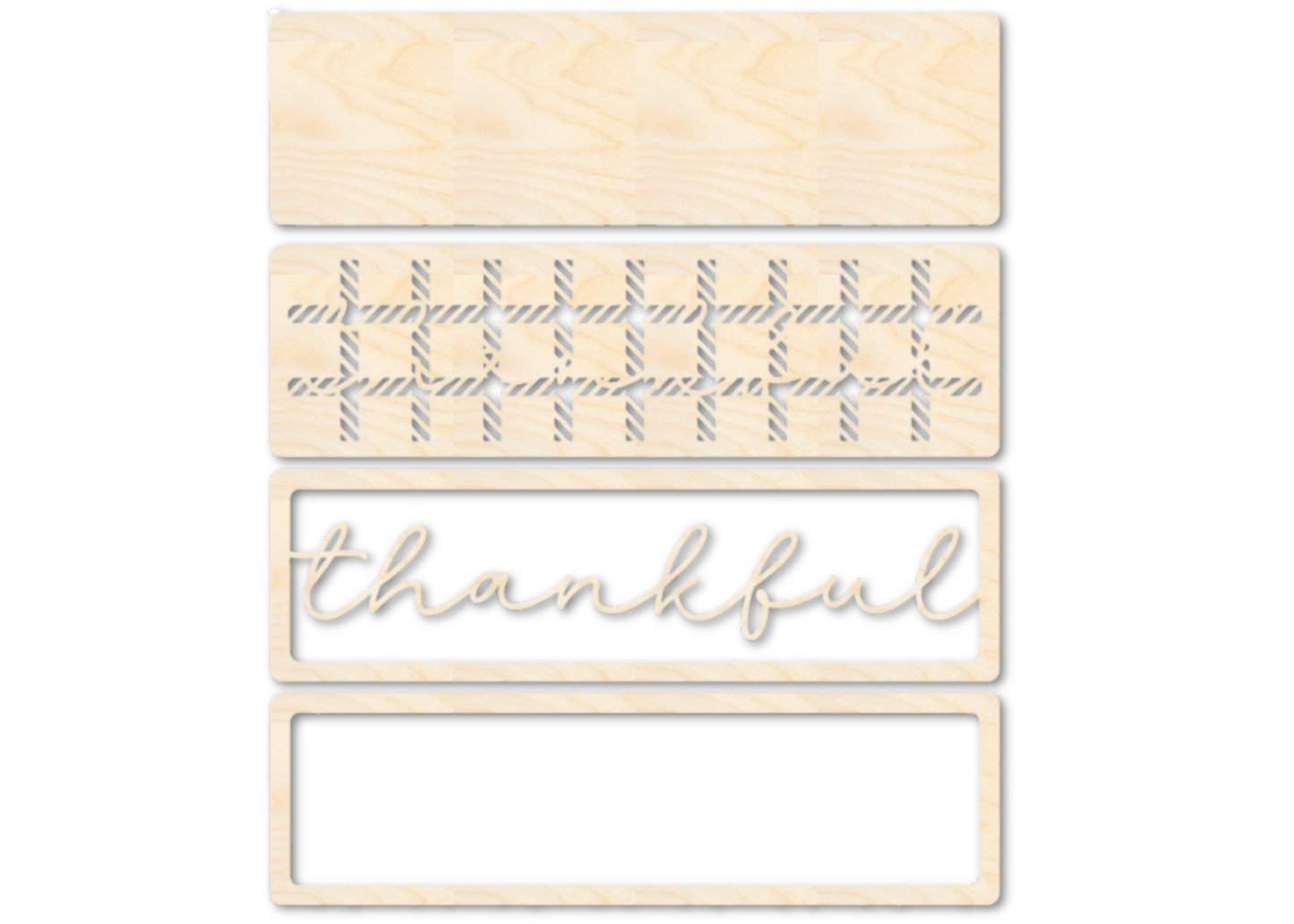 Unfinished Wood Layered Thankful Plaid Sign | 4 Layers | up to 46"