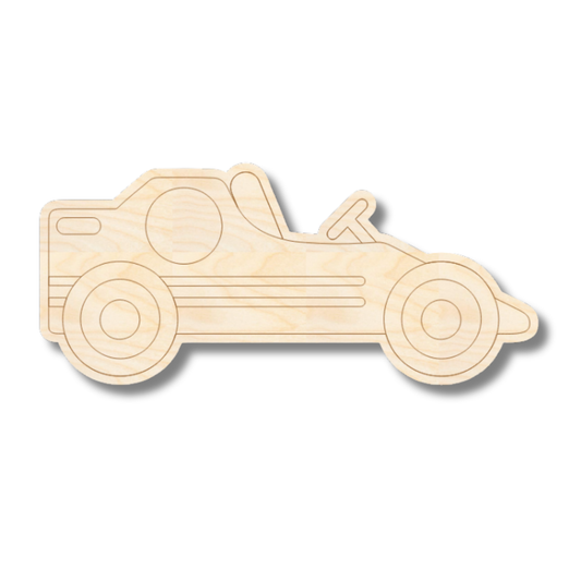 Unfinished Wood Etched Big Race Car Shape | Paint By Line Crafts | up to 30" DIY