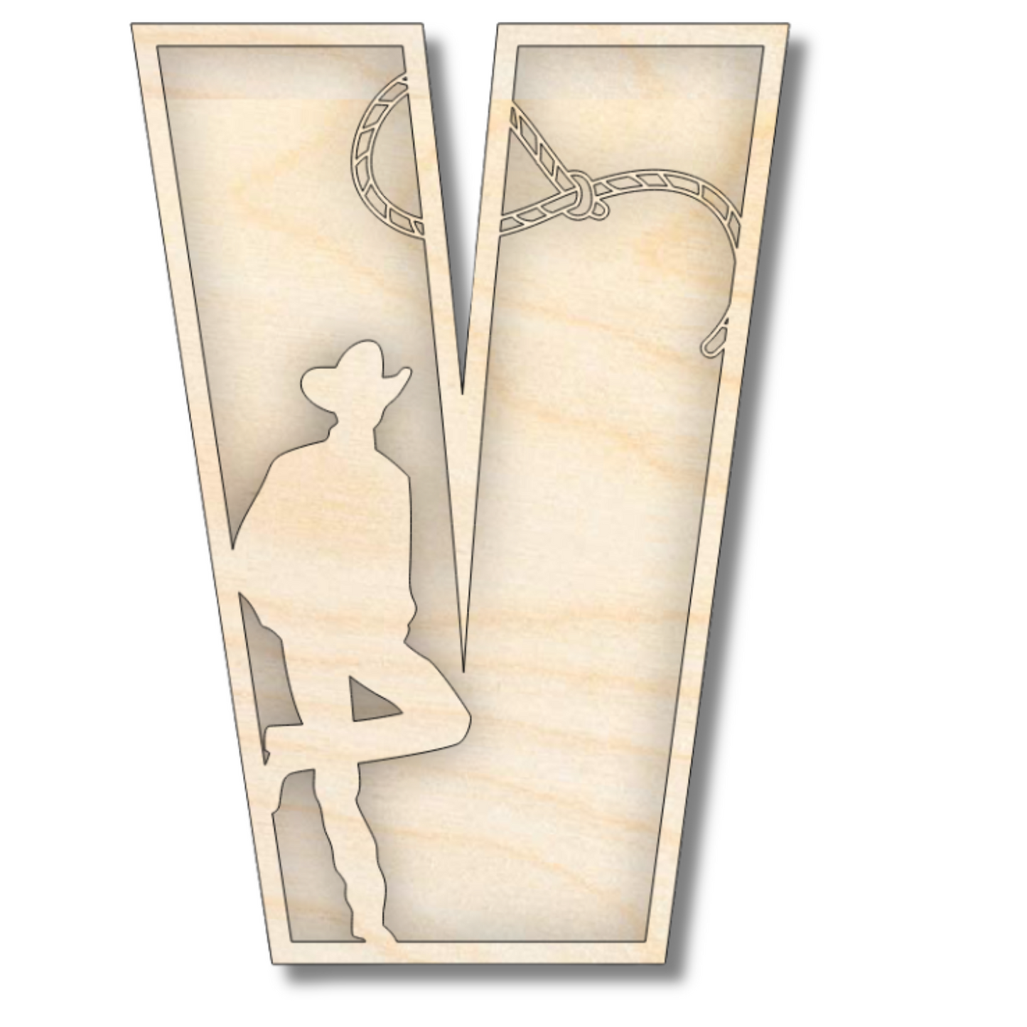 Unfinished Wood Layered Themed Letters | Rodeo | A-Z | 2 Piece | up to 24"