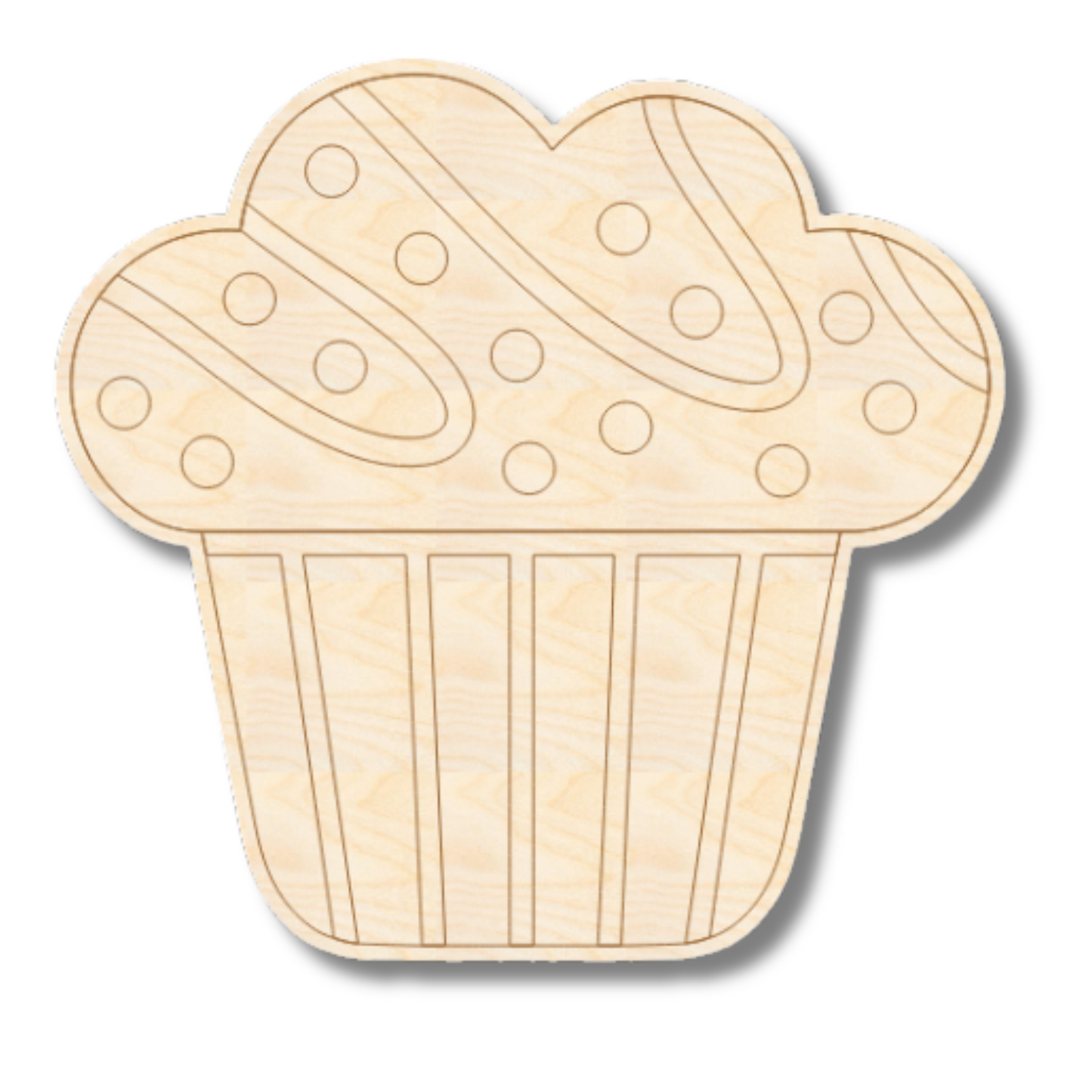 Unfinished Wood Etched Muffin Shape | Paint By Line Crafts | up to 30" DIY