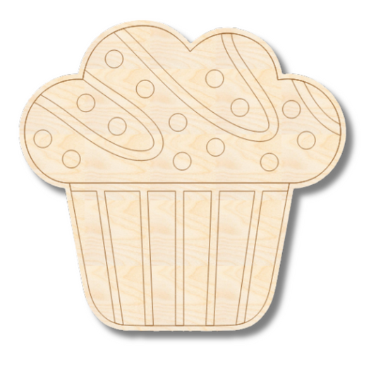 Unfinished Wood Etched Muffin Shape | Paint By Line Crafts | up to 30" DIY