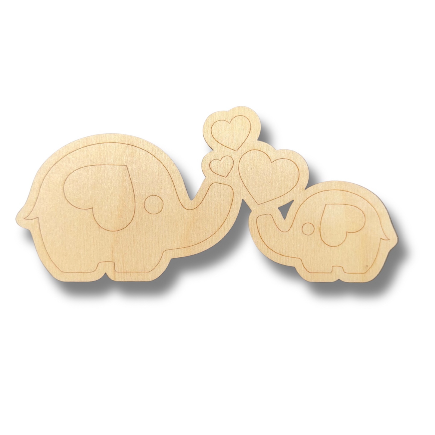 Unfinished Wood Etched Baby Elephants Shape | Paint By Line Crafts | up to 30" DIY