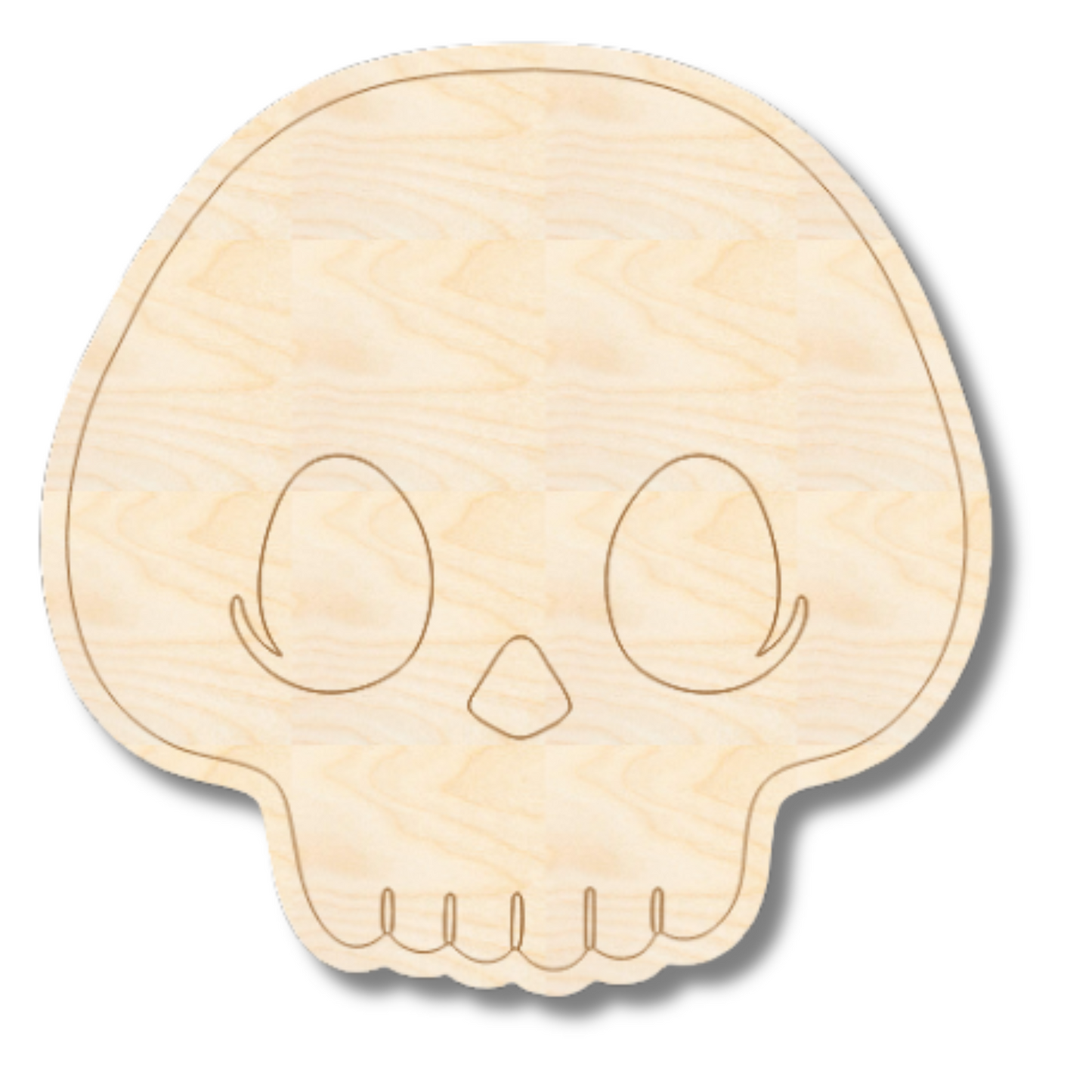 Unfinished Wood Etched Skull Shape | Paint By Line Crafts | up to 30" DIY