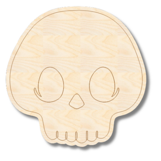 Unfinished Wood Etched Skull Shape | Paint By Line Crafts | up to 30" DIY