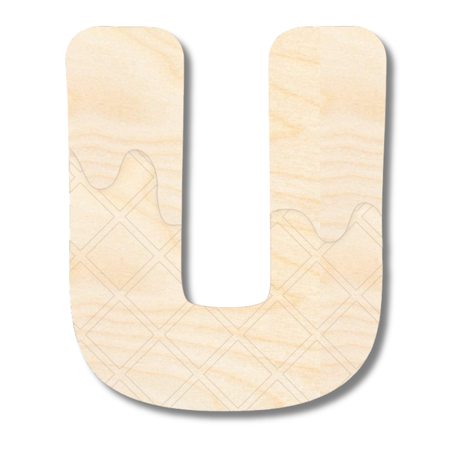 Unfinished Wood Layered Etched Themed Letters | Ice Cream | A-Z | 2 Piece | up to 24"