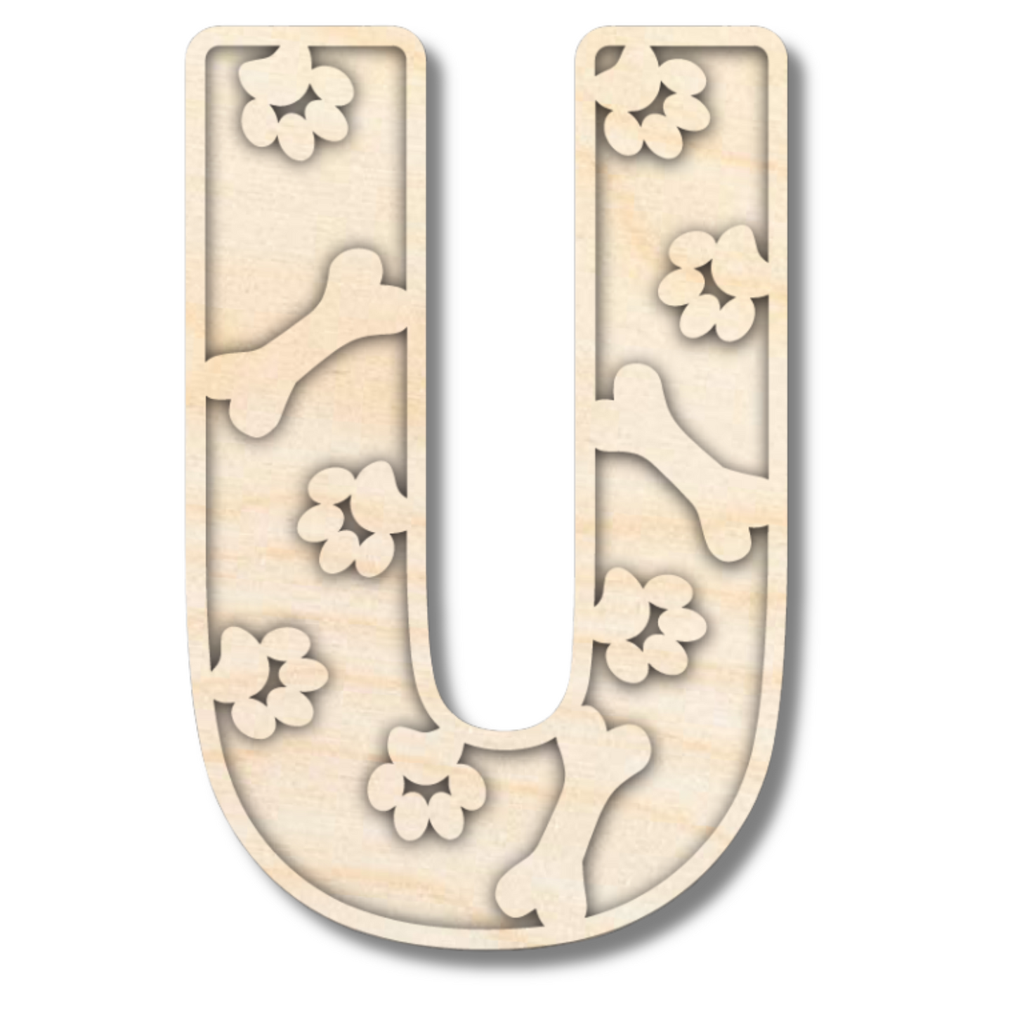 Unfinished Wood Layered Themed Letters | Paw Print | A-Z | 2 Piece | up to 24"