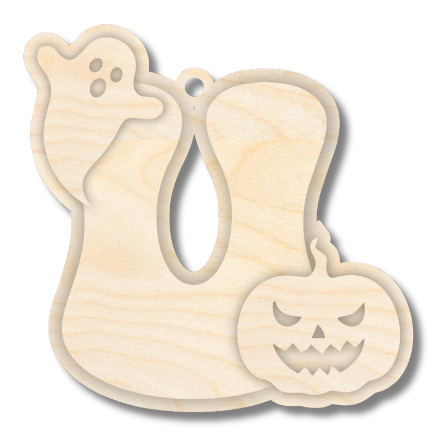 Unfinished Wood Layered Letter Halloween Ghost & Pumpkin Tags | A-Z | 4 Piece | 6" Tall | 1/8" Wood | Wood Craft DIY