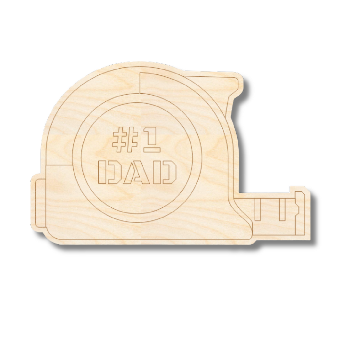 Unfinished Wood Etched #1 Dad Tape Measure Shape | Paint By Line Crafts | up to 30" DIY