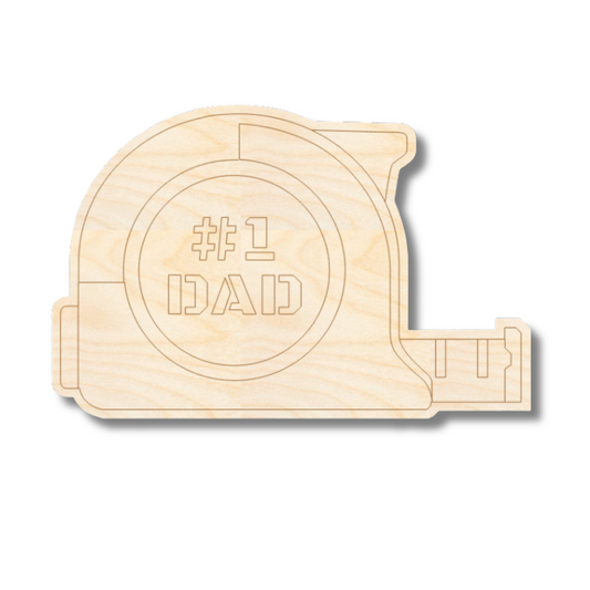 Unfinished Wood Etched #1 Dad Tape Measure Shape | Paint By Line Crafts | up to 30" DIY