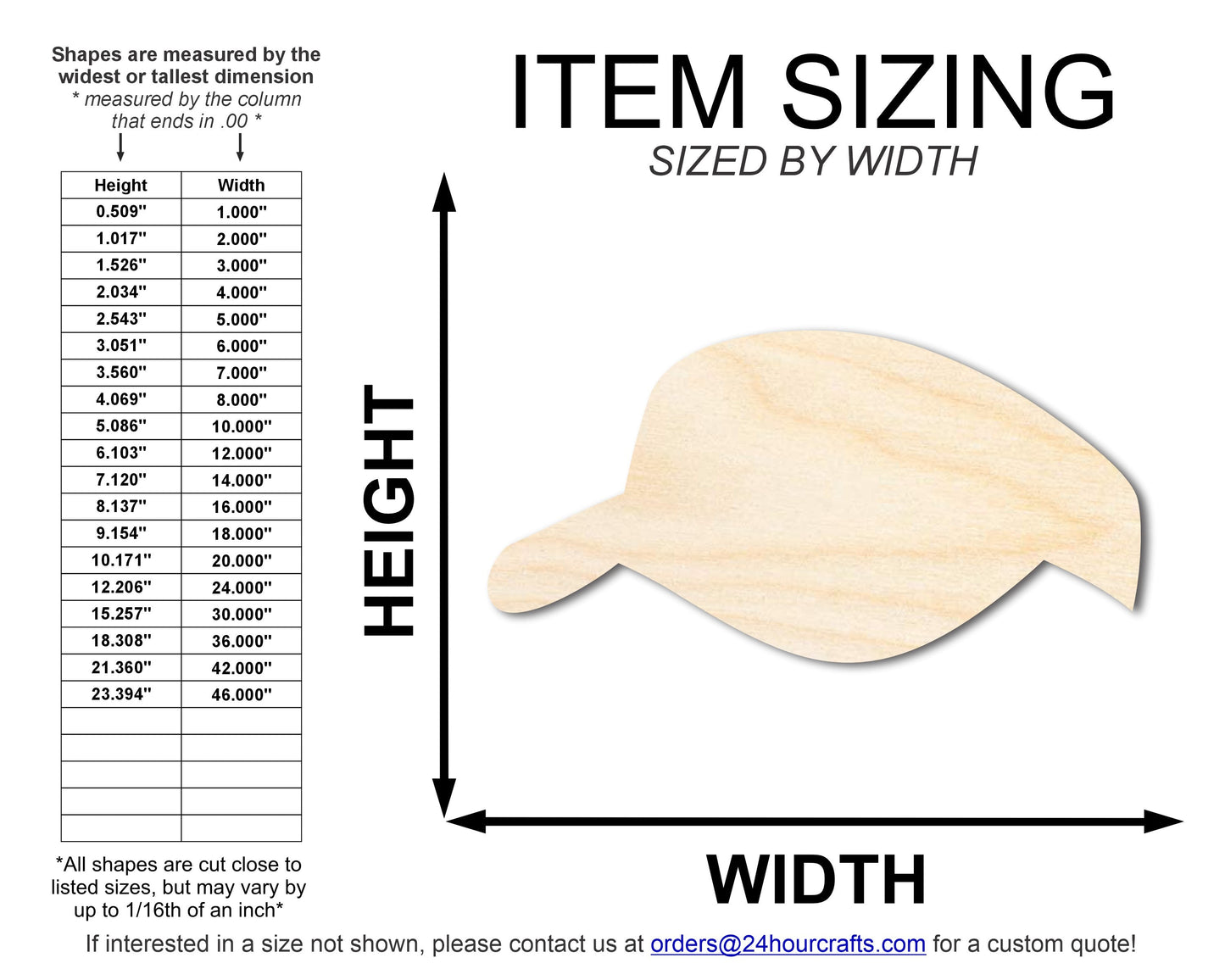 Unfinished Visor Hat Silhouette | DIY Craft Cutout | up to 46" DIY