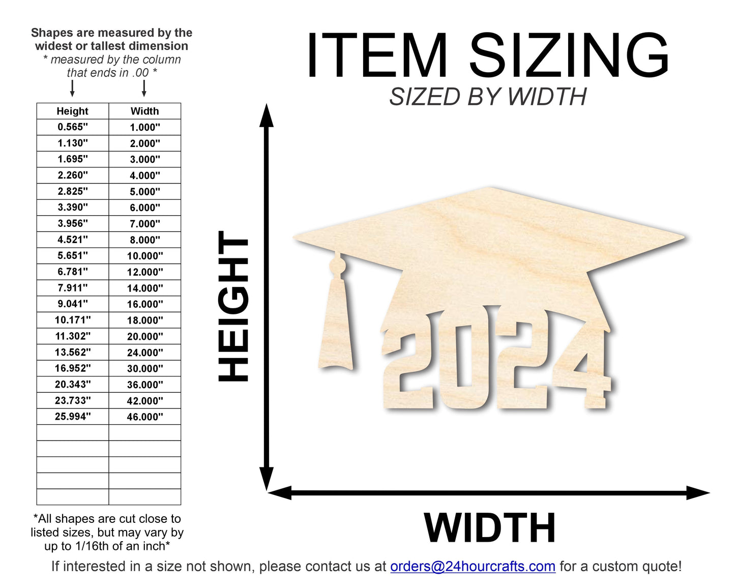 Unfinished 2024 Graduation Cap Shape | DIY Craft Cutout | up to 46" DIY