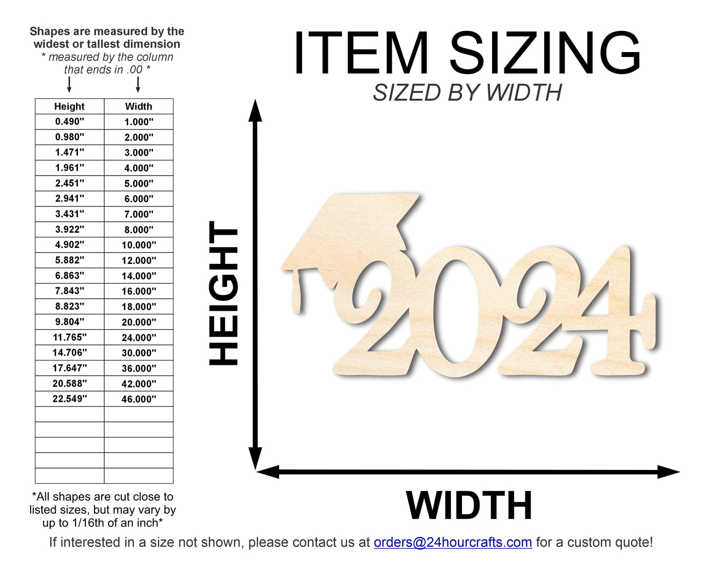 Unfinished 2024 Graduation Cap Silhouette | DIY Craft Cutout | up to 46" DIY