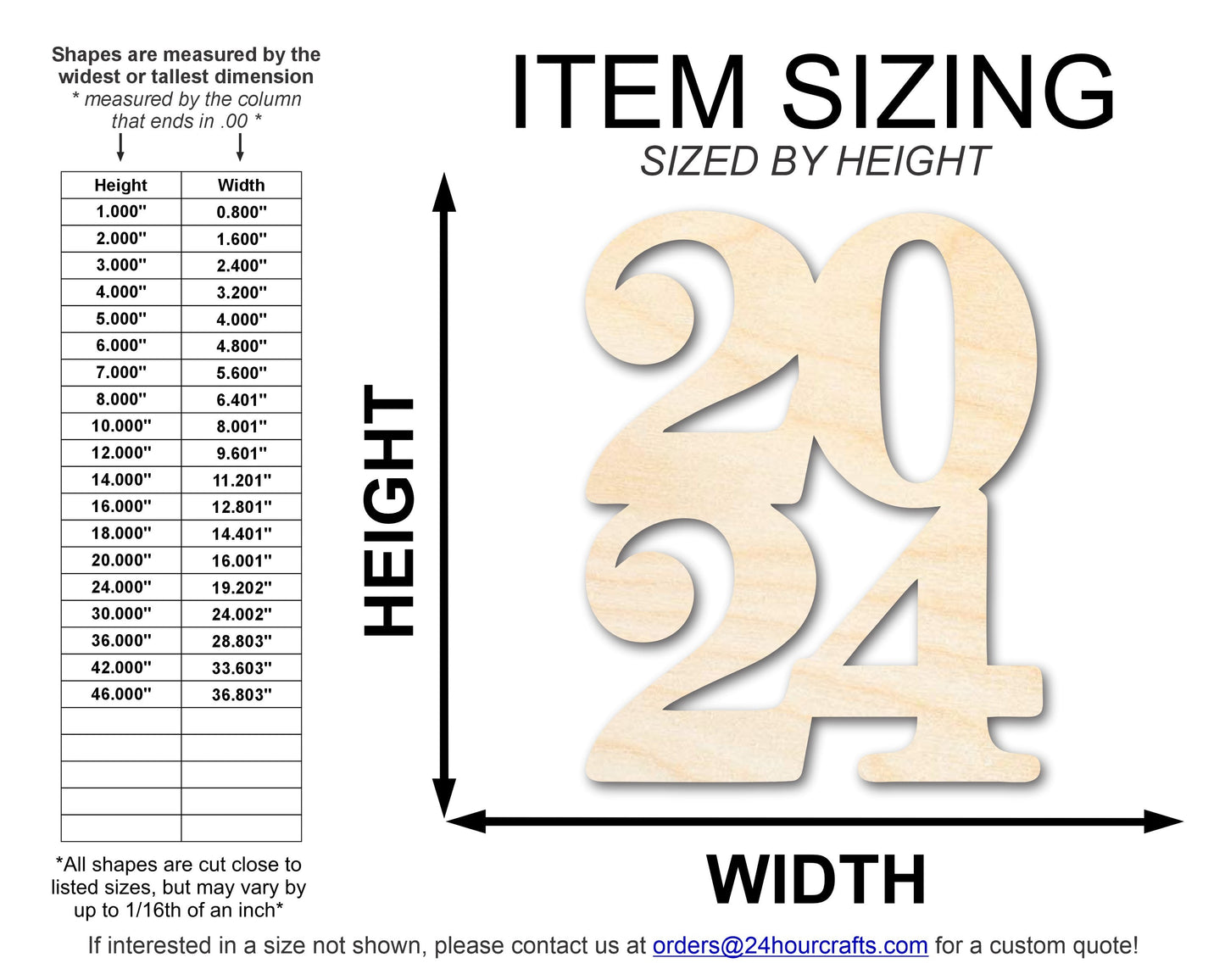 Unfinished 2024 Cutout Graduation Shape | DIY Craft Cutout | up to 46" DIY