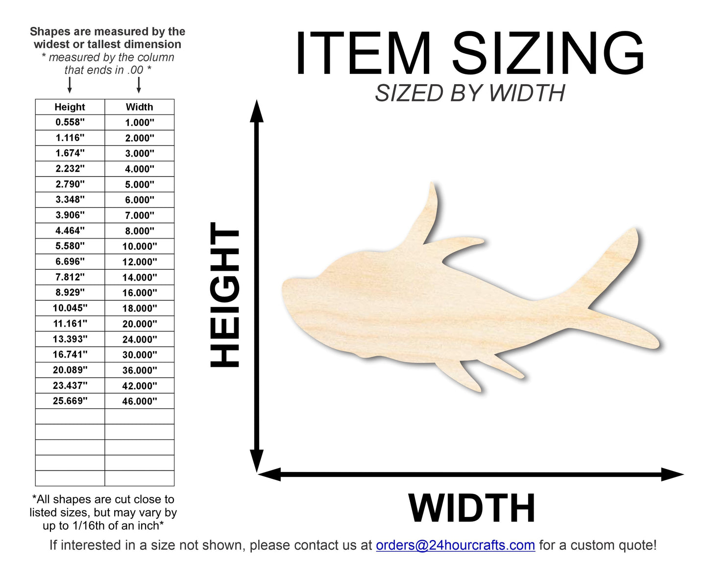 Unfinished Cartoon Fish Wood Cutout Shape | DIY Craft Cutout | up to 46" DIY