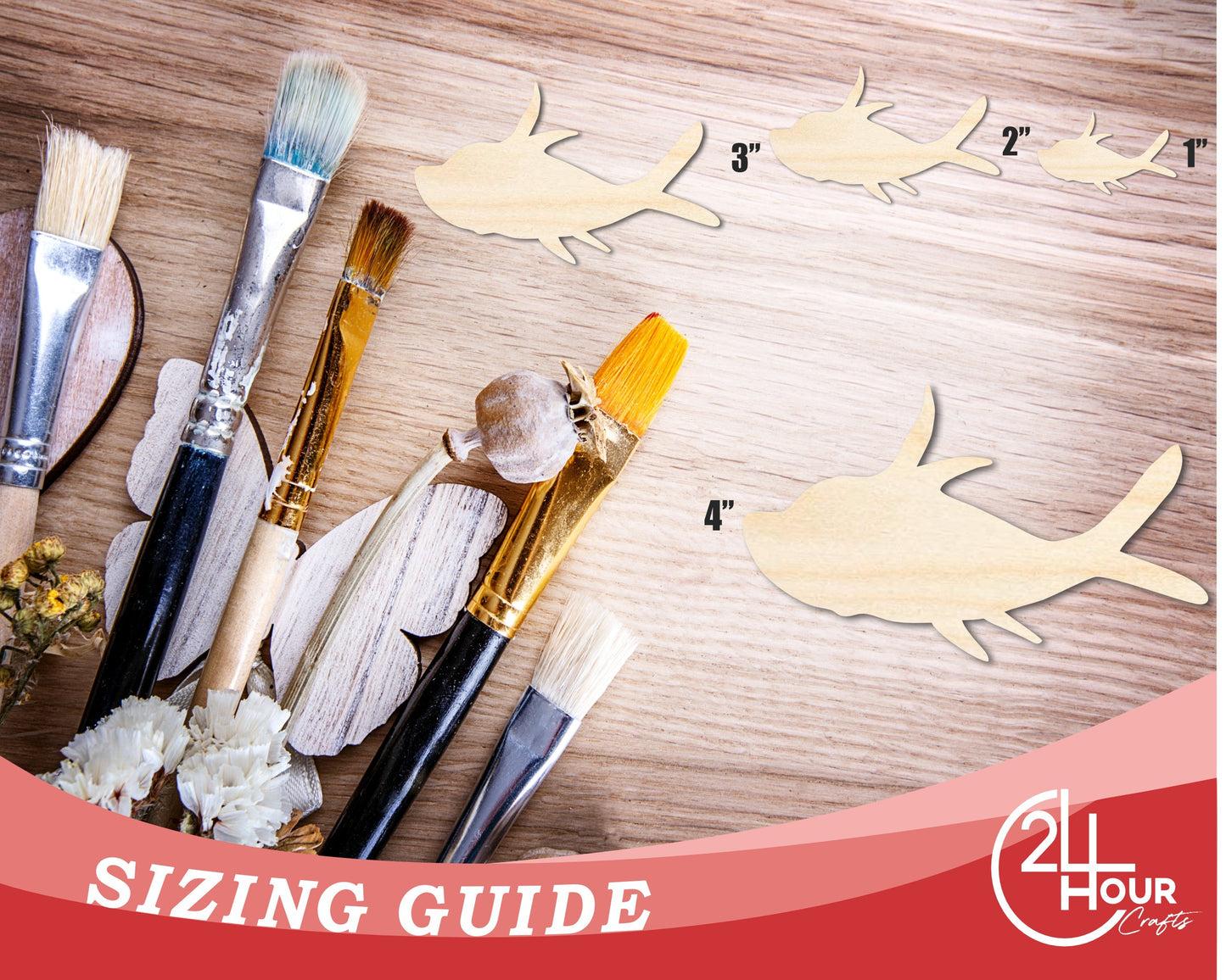 Unfinished Cartoon Fish Wood Cutout Shape | DIY Craft Cutout | up to 46" DIY