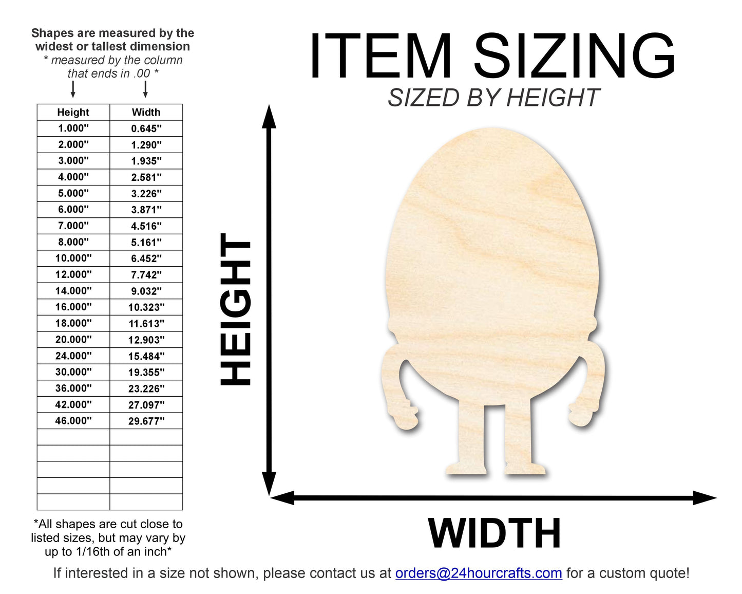 Unfinished Humpty Dumpty Wood Cutout Shape | DIY Craft Cutout | up to 46" DIY