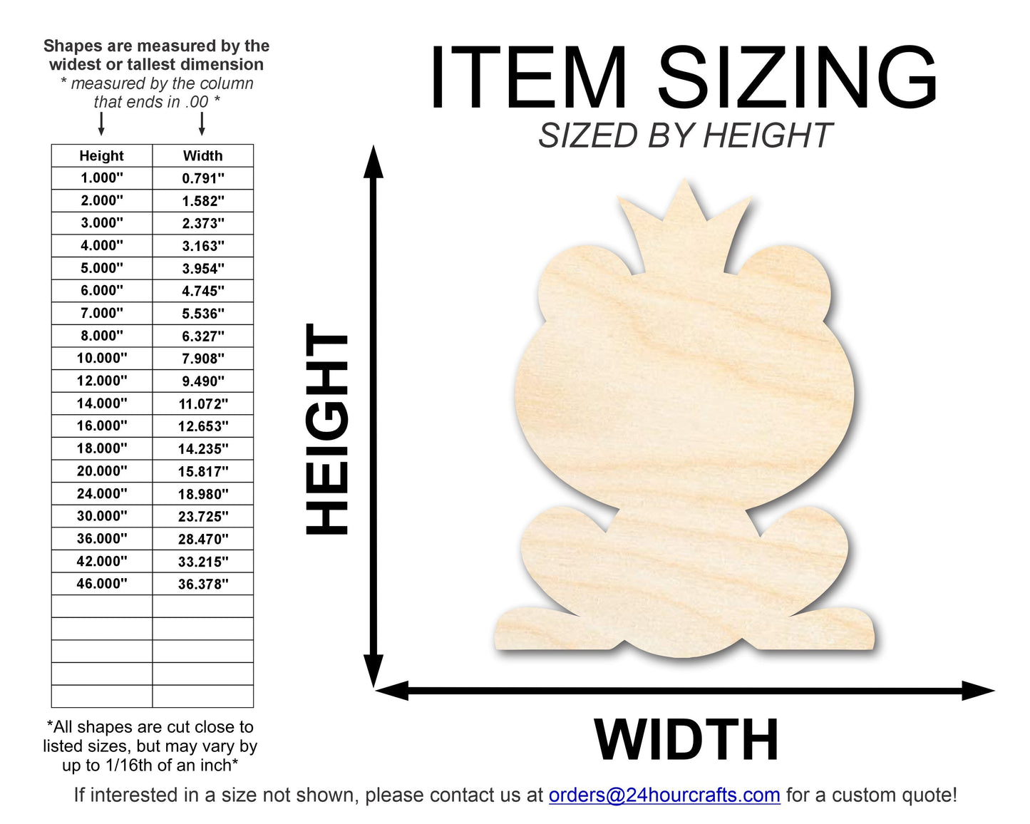 Unfinished Frog Prince Wood Cutout Shape | DIY Craft Cutout | up to 46" DIY