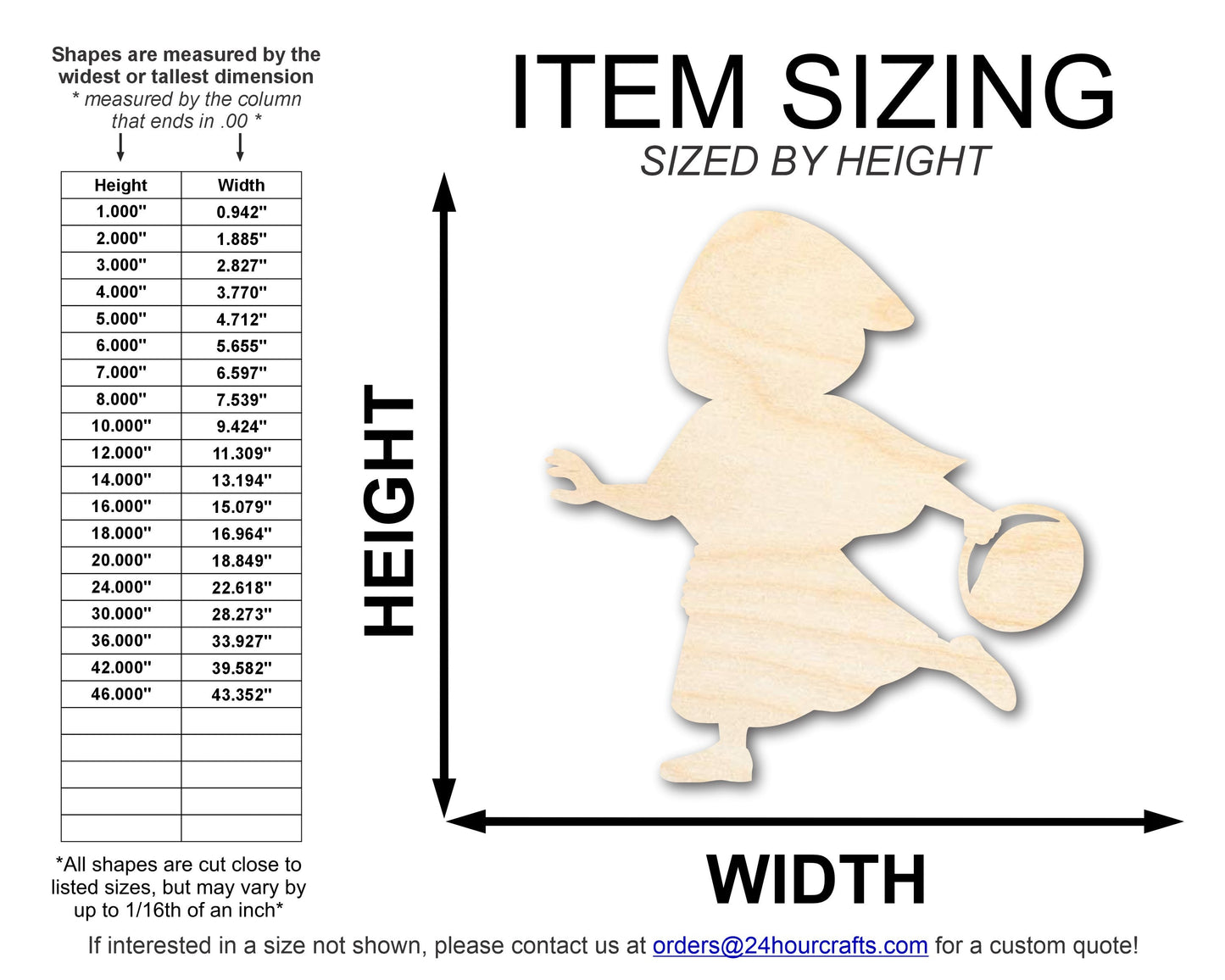 Unfinished Little Red Riding Hood Wood Cutout Shape | DIY Craft Cutout | up to 46" DIY