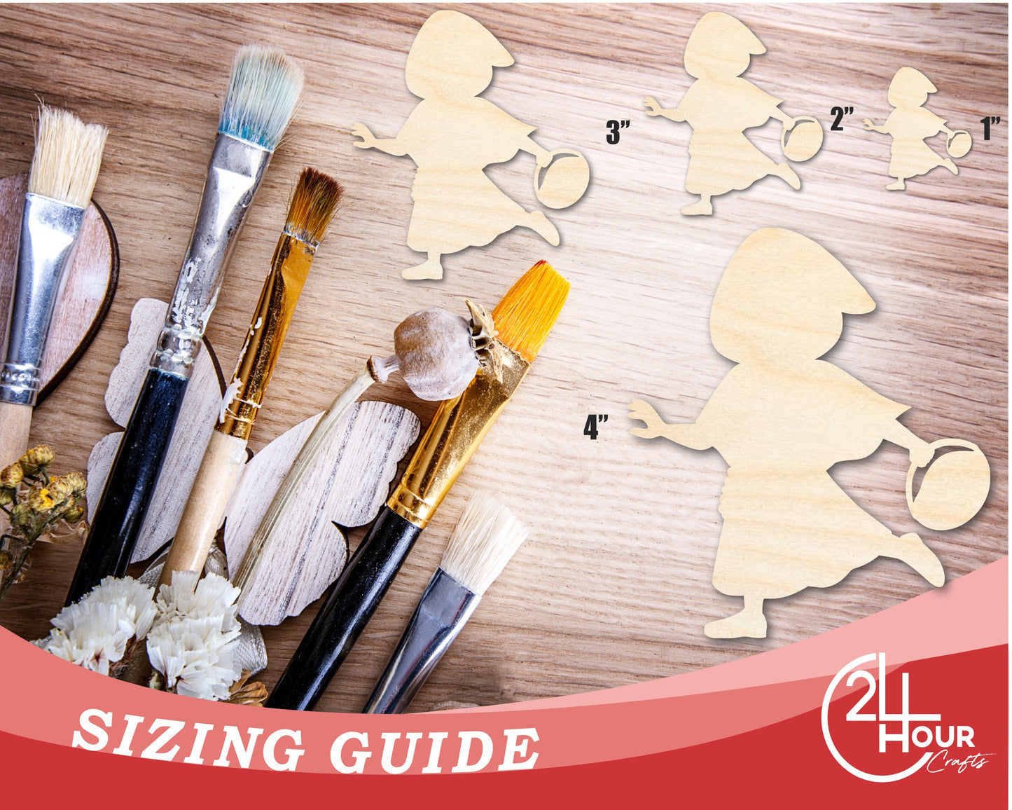 Unfinished Little Red Riding Hood Wood Cutout Shape | DIY Craft Cutout | up to 46" DIY