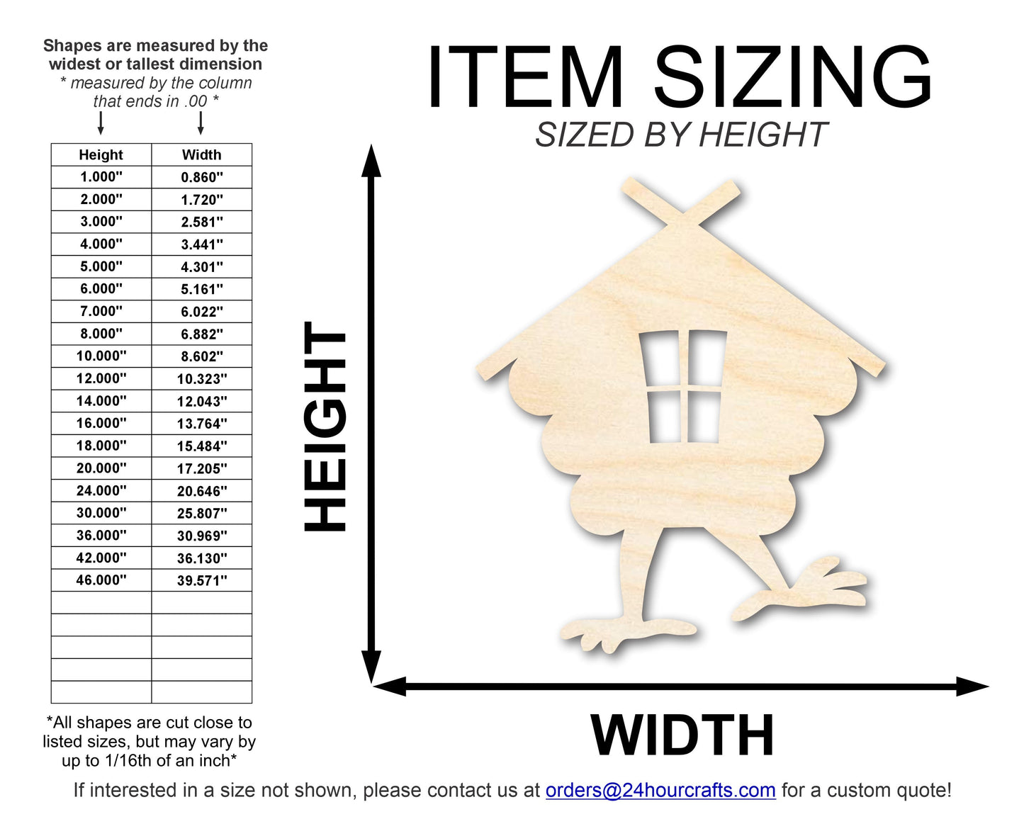 Unfinished Baba Yaga House Wood Cutout Shape | DIY Craft Cutout | up to 46" DIY