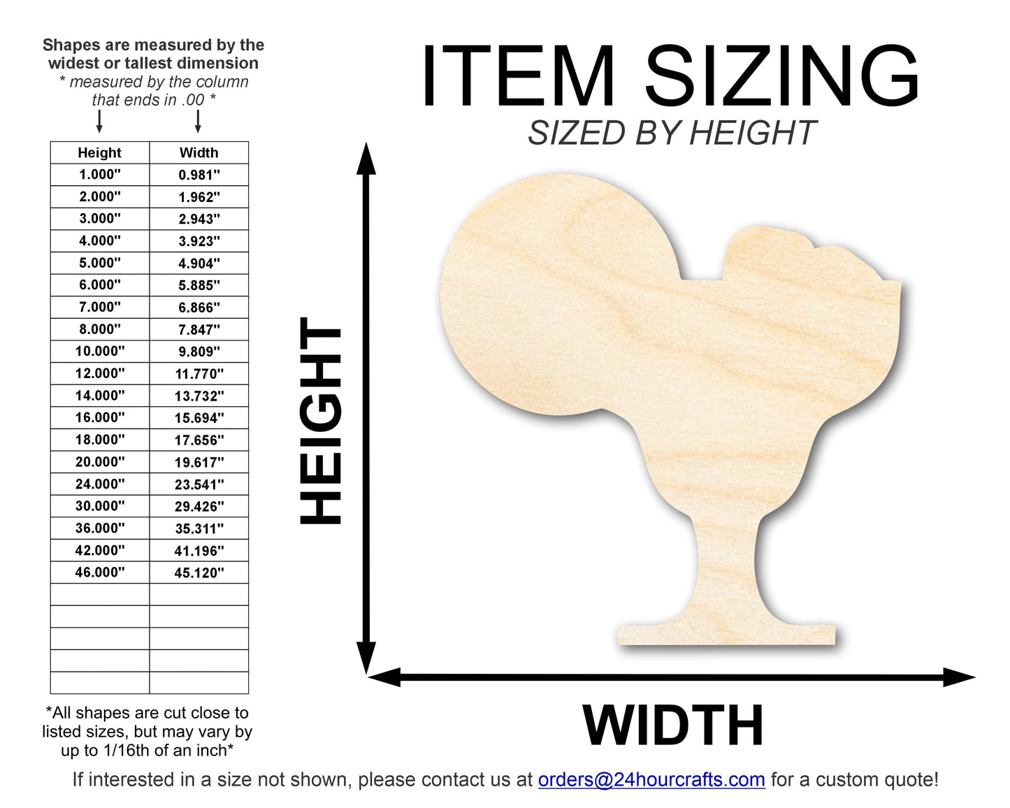 Unfinished Margarita Silhouette | DIY Craft Cutout | up to 46" DIY