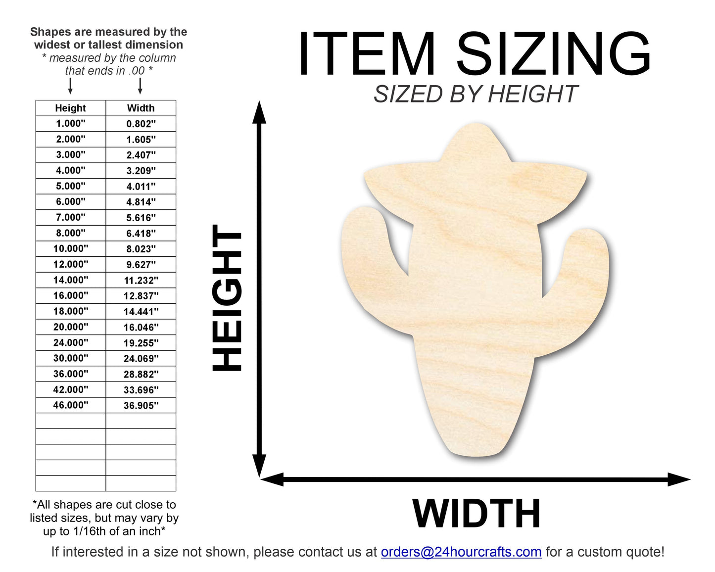 Unfinished Sombrero Cactus Shape | DIY Craft Cutout | up to 46" DIY