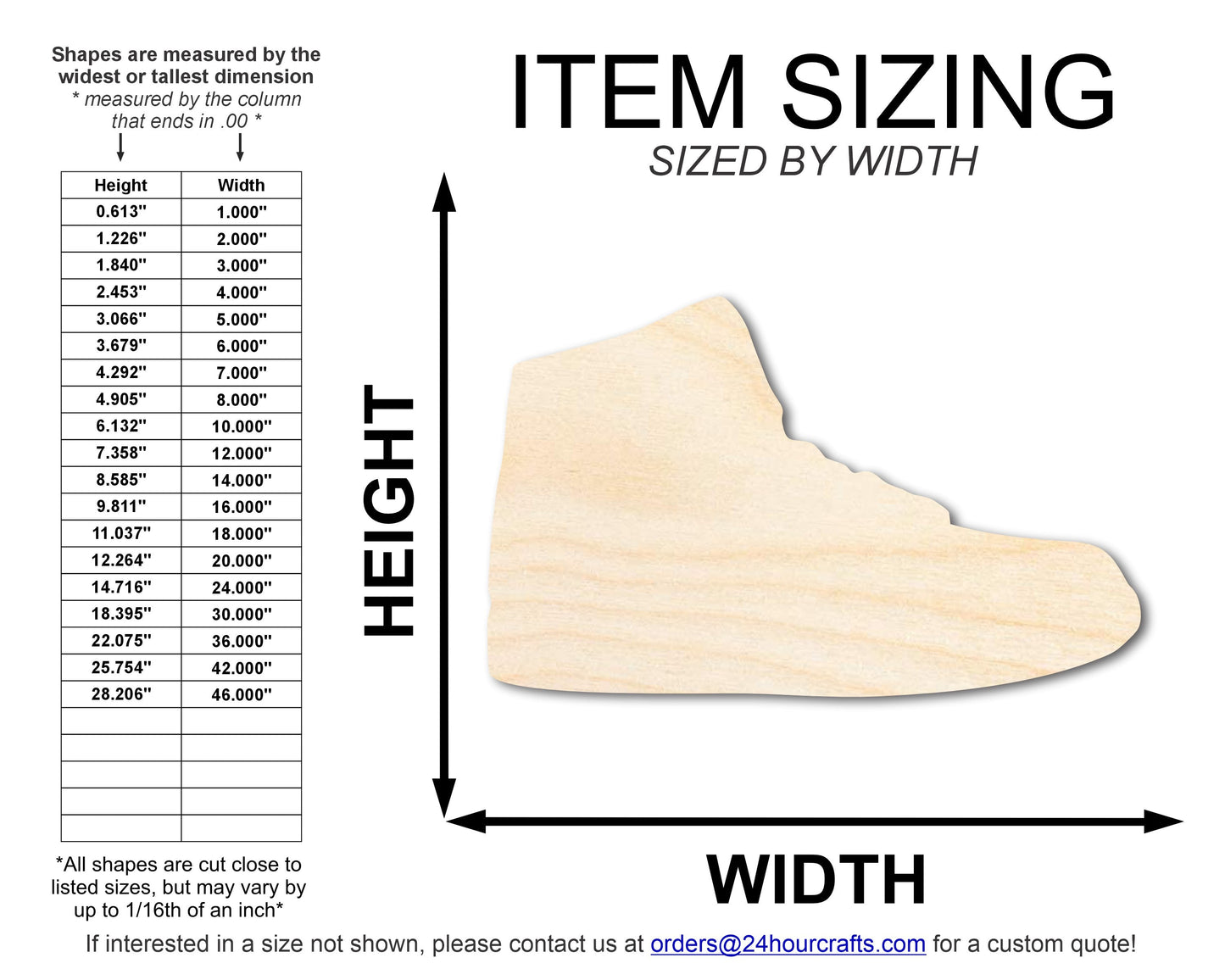 Unfinished Sneaker Shoe Silhouette | DIY Craft Cutout | up to 46" DIY